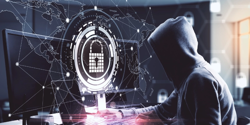 Ethical hacker working on a computer