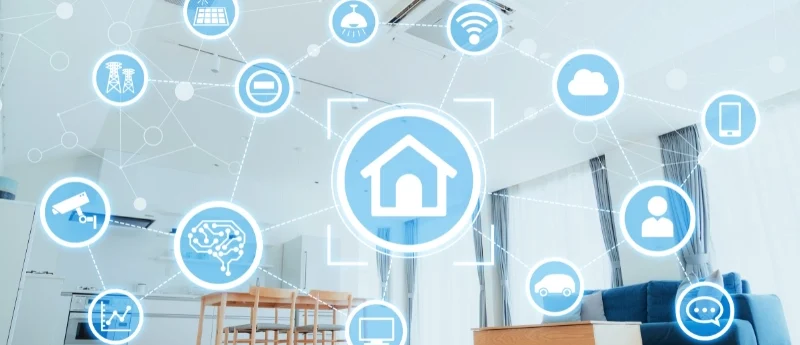 Smart Home Devices: Image of various smart home devices connected to a home network.
