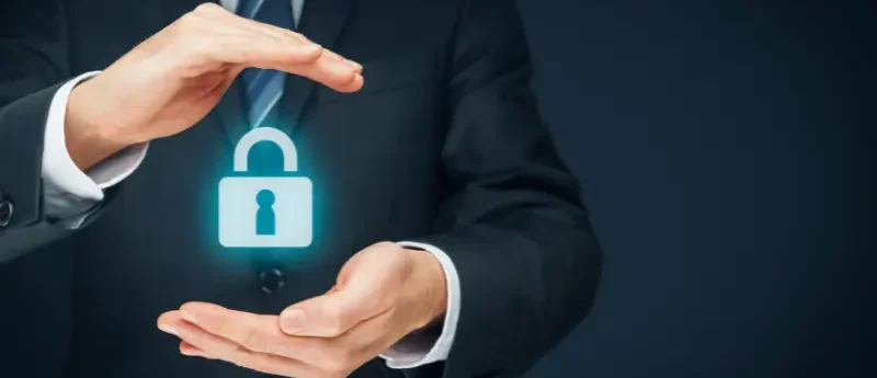 A user protecting their personal data online with cybersecurity measures.