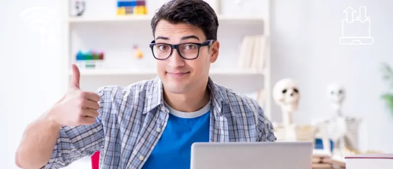 Student studying online with fast Jeebr Internet connection during exams