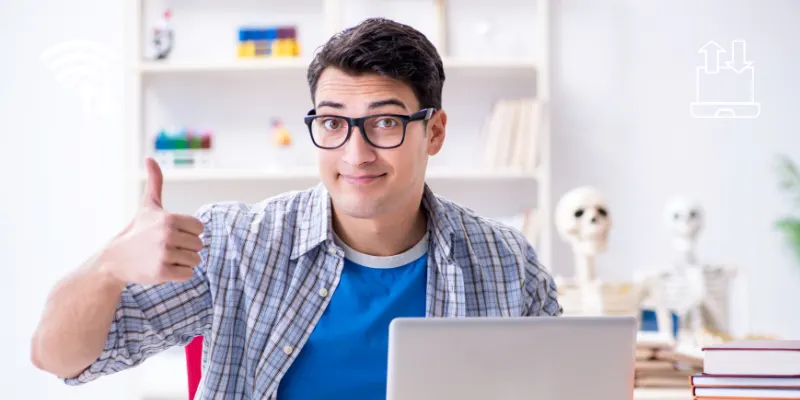 Student studying online with fast Jeebr Internet connection during exams